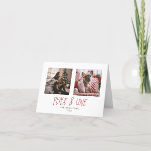 4 x 5.6 inch Tented Peace & Love Minimalist Holiday Card