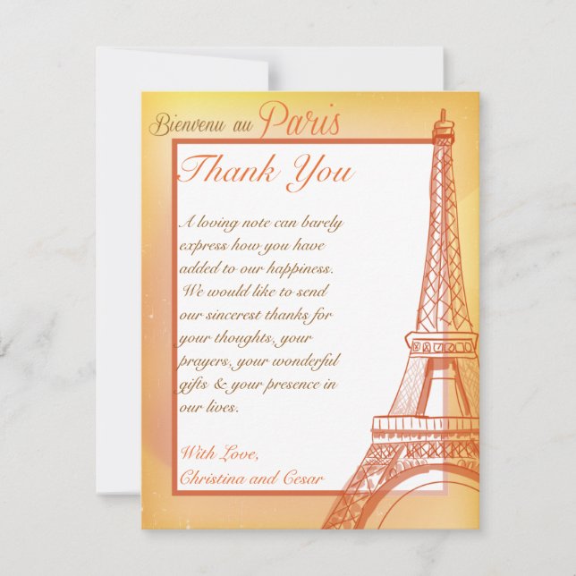 4 x 5 FLAT Thank You Card Paris Peach (Front)