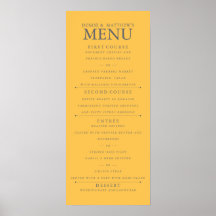 4" x 9" Daffodil Yellow Wedding Menu