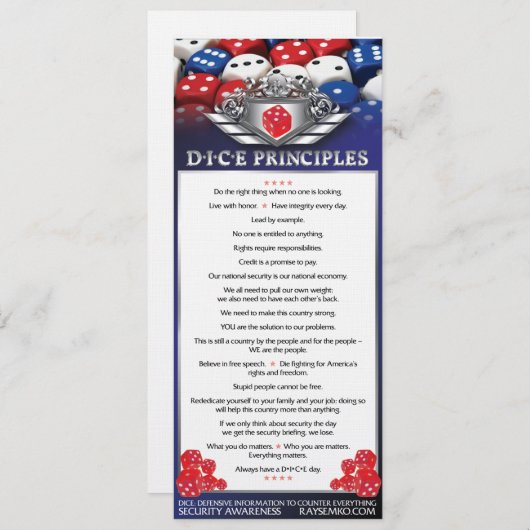 4"x 9" DICE Principles Bookmark (Front/Back)