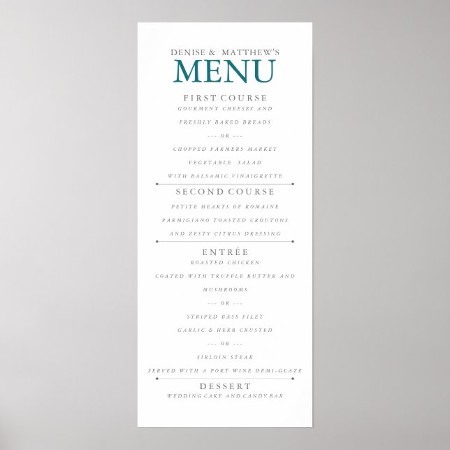 4" x 9" Harbor Blue  Menu Poster (Front)