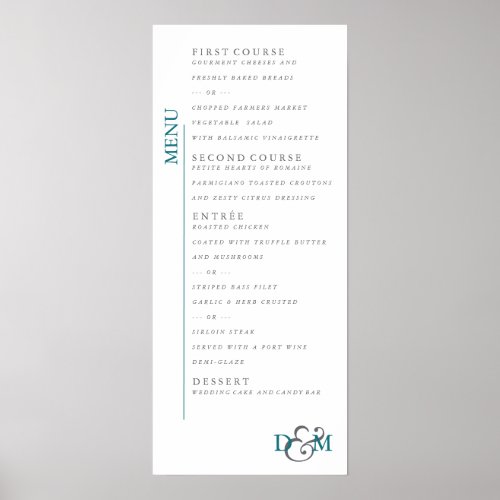 4 x 9 Harbor Blue  Menu Poster