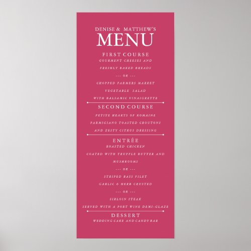 4 x 9 Innuendo Pink Wedding Menu Poster