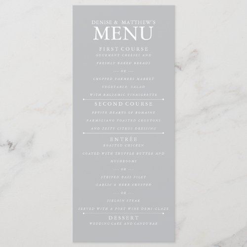 4 x 9 Northern Droplet Wedding Menu