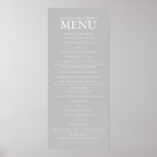 4 x 9 Northern Droplet Wedding Menu Poster