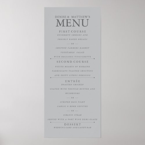 4 x 9 Northern Droplet Wedding Menu Poster