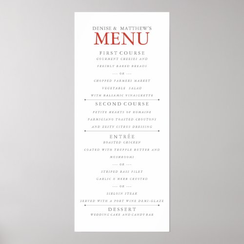 4 x 9 Poinciana Menu Poster