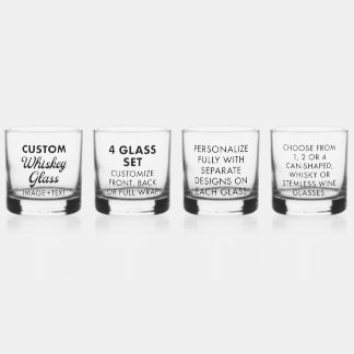 4 x Custom Personalized Whiskey Glass 12oz