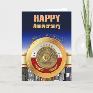 4 Year AA Anniversary Coin You're A Winner Award Card