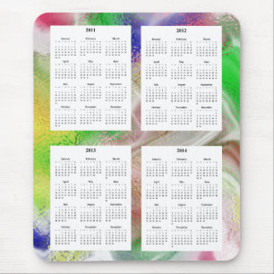 4 Year calendar on Fuzzy Colors Design Backgrd. Mouse Pad