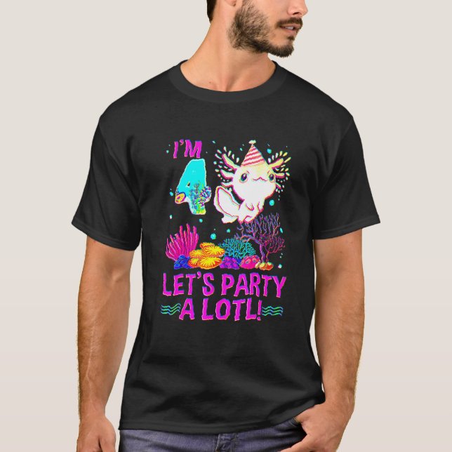4 Year Old 4th Birthday Axolotl Boys Girls 1 T-Shirt (Front)