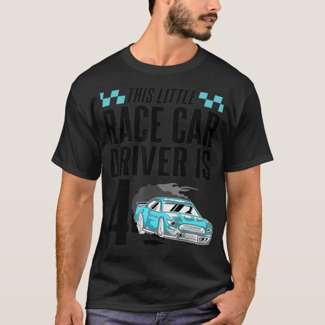 4 Year Old 4th Birthday Gift Boys Funny Kids Race  T-Shirt (Front)