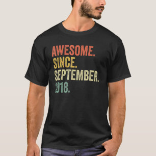 4 Year Old Awesome Since September 2018 4th Birthd T-Shirt