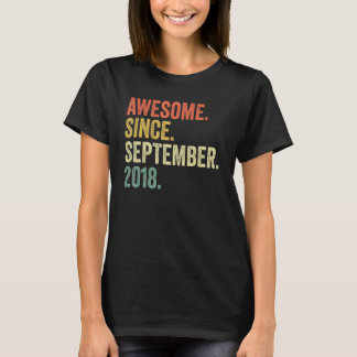 4 Year Old Awesome Since September 2018 4th Birthd T-Shirt