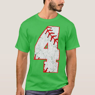 4 Year Old Baseball Lover Number 4 Vintage 4th Bir T-Shirt