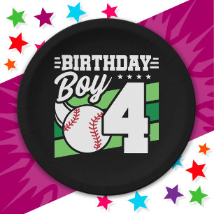 4 Year Old Baseball Party Theme 4th Birthday Boy Paper Plates