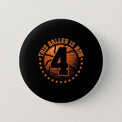 4 Year Old Basketball 4th Birthday Boy Basketball  Button