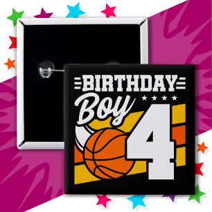 4 Year Old Basketball Party Theme 4th Birthday Boy Button