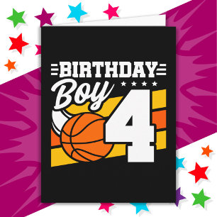 4 Year Old Basketball Party Theme 4th Birthday Boy Card