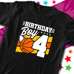 4 Year Old Basketball Party Theme 4th Birthday Boy T-Shirt
