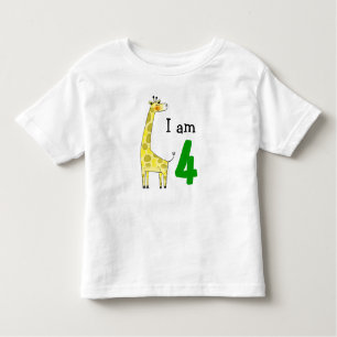 4 year old birthday boy/girl gift (cute giraffe) toddler t-shirt