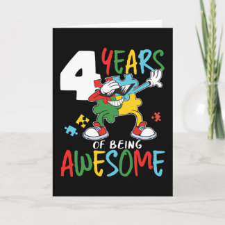 4 Year Old Birthday Boy Or Girl Autism Awareness Card