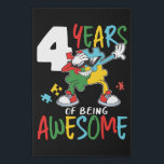 4 Year Old Birthday Boy Or Girl Autism Awareness Faux Canvas Print<br><div class="desc">4 Year Old Birthday Boy Or Girl Autism Awareness  design  is perfect for 4 year old autistic children to wear on  4th birthday party. Also perfect for the World Autism Awareness Day 2021</div>