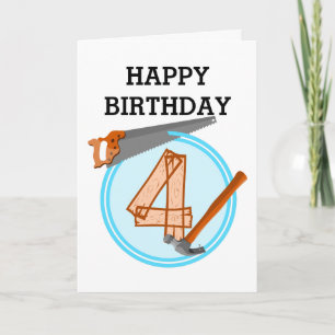 4 year old Birthday Party Builder theme Card