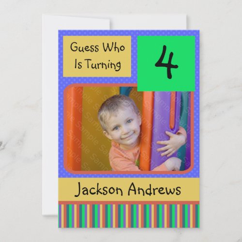 4 Year Old Birthday Party Invitations BOY