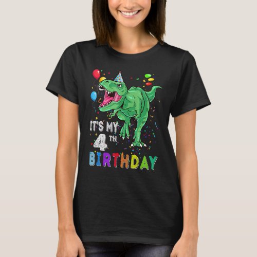 4 Year Old  Boy Dino Rex Dinosaur 4th Birthday T_Shirt