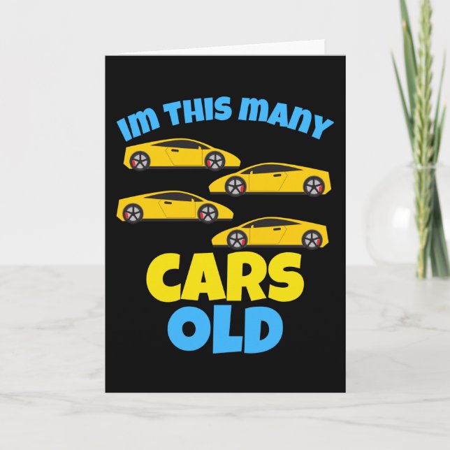 4 Year Old Cars Birthday Party Theme Card (Front)