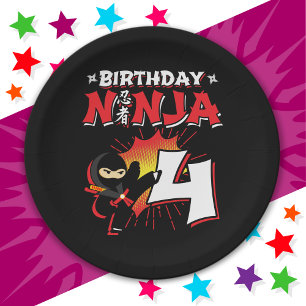 4 Year Old Comic Book Style Ninja 4th Birthday Paper Plates