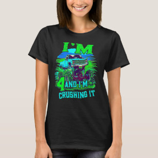 4 Year Old Crushing It Monster Truck 4th Birthday T-Shirt