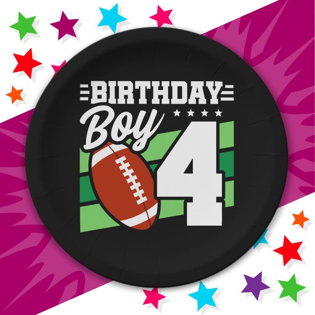 4 Year Old Football Party Theme 4th Birthday Boy Paper Plates (Creator Uploaded)