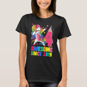 4 Year Old Gifts Girls Teens Dabbing Unicorn 4th B T-Shirt