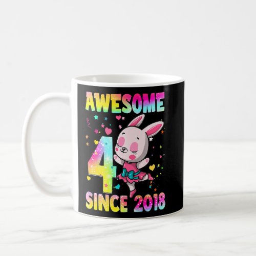 4 Year Old  Girls Teens Cute Girl Rabbit 4th Birth Coffee Mug