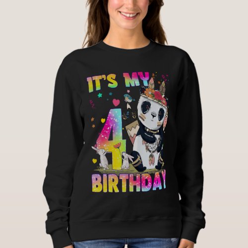 4 Year Old   Girls Teens Cute Little Panda 4th Bir Sweatshirt
