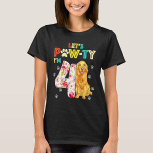 4 Year Old Golden Retriever Dog 4th Birthday Pawty T-Shirt