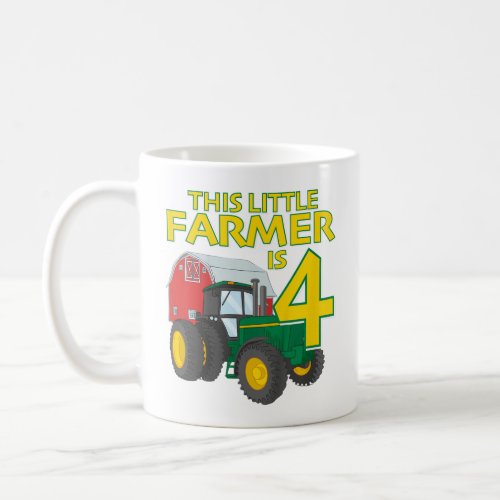 4 Year Old Green Farm Tractor Birthday Party Farme Coffee Mug
