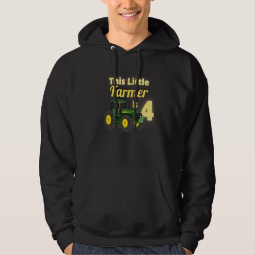 4 Year Old Green Farm Tractor Birthday Party Farme Hoodie