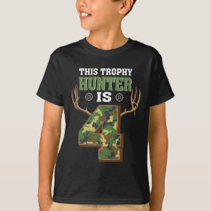 4 Year Old Hunting 4th Birthday Party Deer Hunter T-Shirt