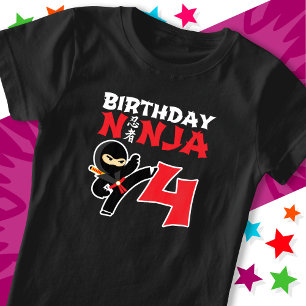 4 Year Old Karate Ninja Party Kids 4th Birthday T-Shirt