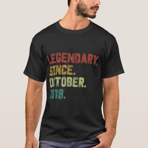 4 Year Old  Legend Since October 2018 4th Birthday T_Shirt