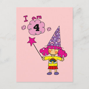 4 year old magician girl postcard
