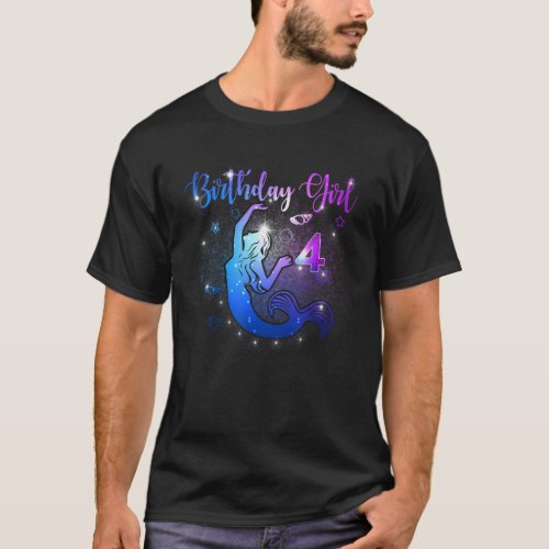 4 Year Old  Mermaid 4th Birthday Girl Daughter Par T_Shirt