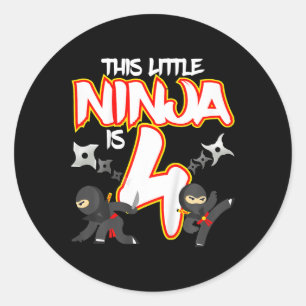4 Year Old Ninja Birthday Party Martial Arts Karat Classic Round Sticker