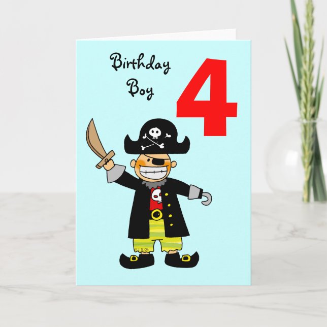 4 year old pirate boy card (Front)