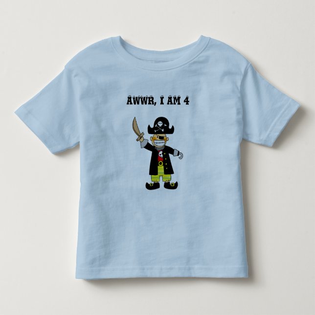 4 year old pirate boy toddler t-shirt (Front)