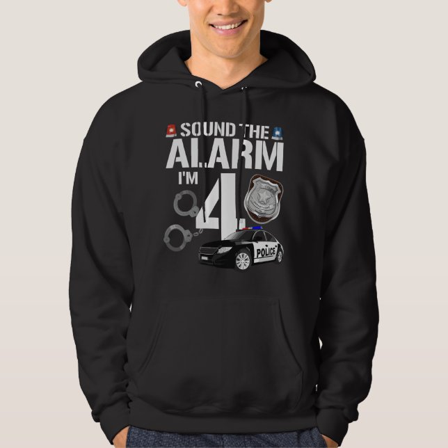 4 Year Old Police Birthday Officer Cop Car 4th Gif Hoodie (Front)