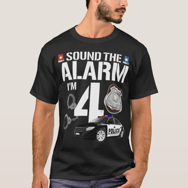 4 Year Old Police Birthday Officer Cop Car 4th Gif T-Shirt (Front)